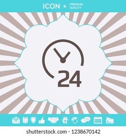 Open around the clock icon. Opening hours symbol icon. Graphic elements for your design