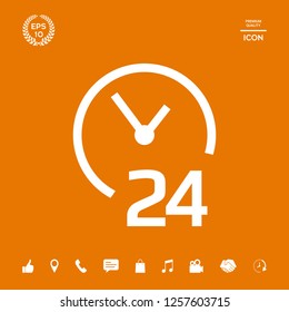 Open around the clock icon. Opening hours symbol icon. Graphic elements for your design