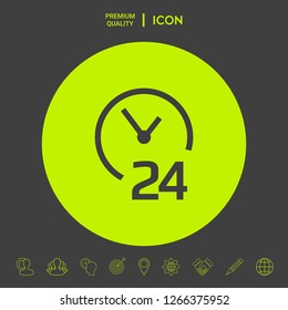 Open around the clock icon. Opening hours symbol icon. Graphic elements for your design