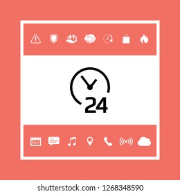 Open around the clock icon. Opening hours symbol icon. Graphic elements for your design