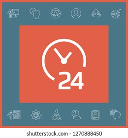 Open around the clock icon. Opening hours symbol icon. Graphic elements for your design
