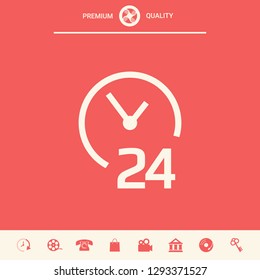 Open around the clock icon. Opening hours symbol icon. Graphic elements for your design
