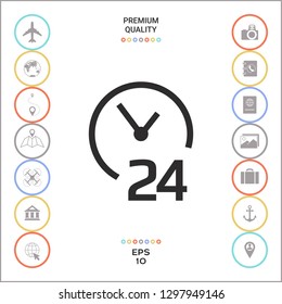 Open around the clock icon. Opening hours symbol icon. Graphic elements for your design