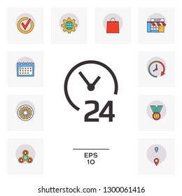 Open around the clock icon. Opening hours symbol icon. Graphic elements for your design