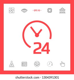 Open around the clock icon. Opening hours symbol icon. Graphic elements for your design
