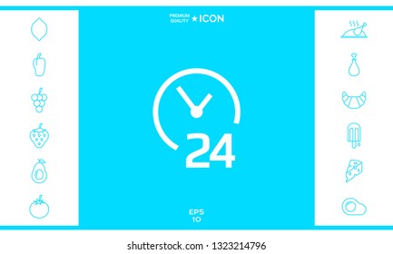 Open around the clock icon. Opening hours symbol icon. Graphic elements for your design