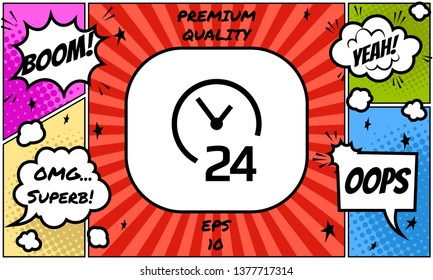 Open around the clock icon. Opening hours symbol icon. Graphic elements for your design