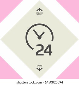 Open around the clock icon. Opening hours symbol icon. Graphic elements for your design
