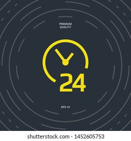 Open around the clock icon. Opening hours symbol icon. Graphic elements for your design