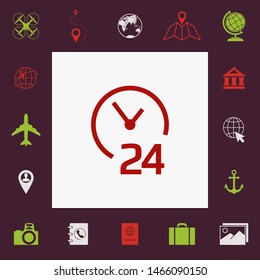 Open around the clock icon. Opening hours symbol icon. Graphic elements for your design