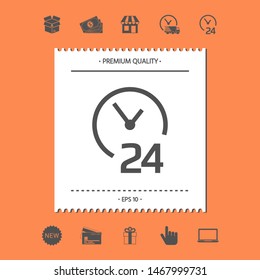 Open around the clock icon. Opening hours symbol icon. Graphic elements for your design