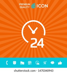 Open around the clock icon. Opening hours symbol icon. Graphic elements for your design