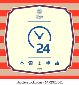 Open around the clock icon. Opening hours symbol icon. Graphic elements for your design