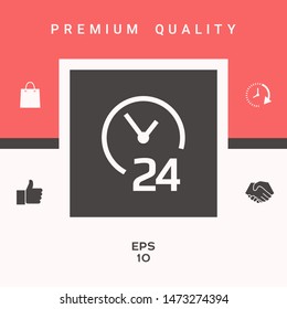 Open around the clock icon. Opening hours symbol icon. Graphic elements for your design