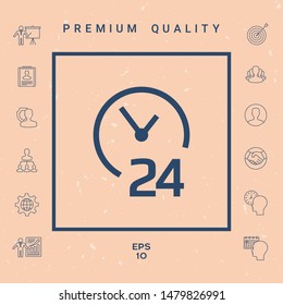 Open around the clock icon. Opening hours symbol icon. Graphic elements for your design