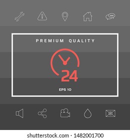 Open around the clock icon. Opening hours symbol icon. Graphic elements for your design