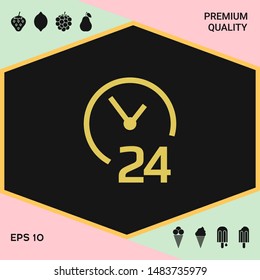 Open around the clock icon. Opening hours symbol icon. Graphic elements for your design