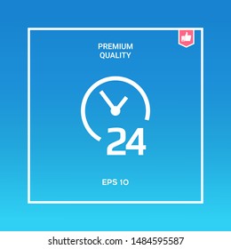 Open around the clock icon. Opening hours symbol icon. Graphic elements for your design
