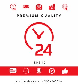 Open around the clock icon. Opening hours symbol icon. Graphic elements for your design
