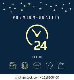 Open around the clock icon. Opening hours symbol icon. Graphic elements for your design