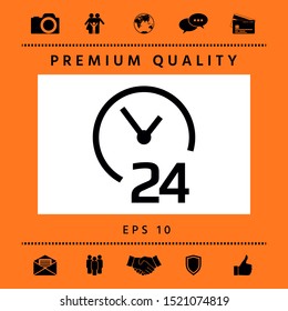 Open around the clock icon. Opening hours symbol icon. Graphic elements for your design
