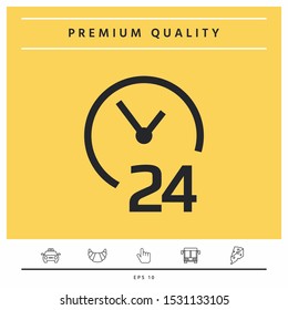 Open around the clock icon. Opening hours symbol icon. Graphic elements for your design