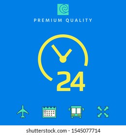 Open around the clock icon. Opening hours symbol icon. Graphic elements for your design