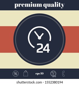 Open around the clock icon. Opening hours symbol icon. Graphic elements for your design