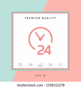 Open around the clock icon. Opening hours symbol icon. Graphic elements for your design