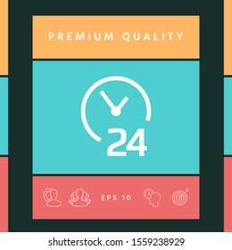 Open around the clock icon. Opening hours symbol icon. Graphic elements for your design