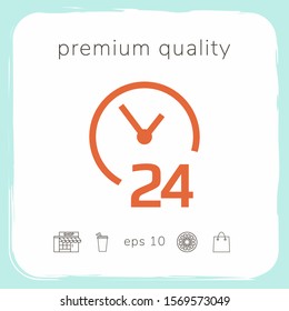 Open around the clock icon. Opening hours symbol icon. Graphic elements for your design