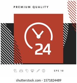 Open around the clock icon. Opening hours symbol icon. Graphic elements for your design