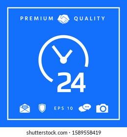 Open around the clock icon. Opening hours symbol icon. Graphic elements for your design