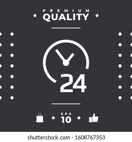 Open around the clock icon. Opening hours symbol icon. Graphic elements for your design