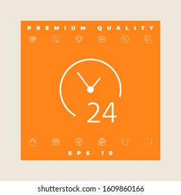 Open around the clock icon. Opening hours symbol icon. Graphic elements for your design