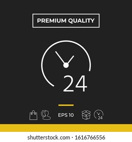Open around the clock icon. Opening hours symbol icon. Graphic elements for your design