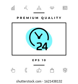 Open around the clock icon. Opening hours symbol icon. Graphic elements for your design