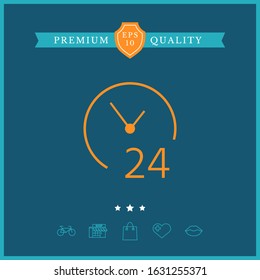 Open around the clock icon. Opening hours symbol icon. Graphic elements for your design