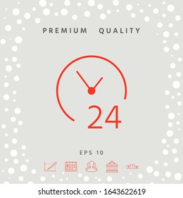 Open around the clock icon. Opening hours symbol icon. Graphic elements for your design