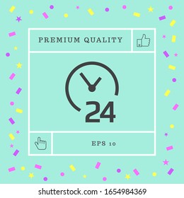 Open around the clock icon. Opening hours symbol icon. Graphic elements for your design