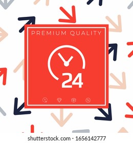 Open around the clock icon. Opening hours symbol icon. Graphic elements for your design