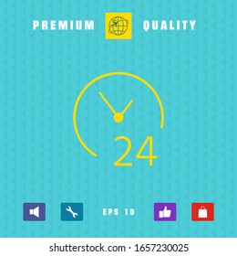 Open around the clock icon. Opening hours symbol icon. Graphic elements for your design