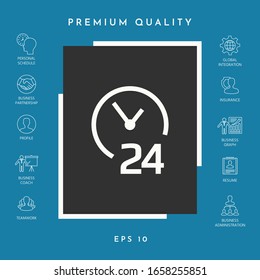 Open around the clock icon. Opening hours symbol icon. Graphic elements for your design