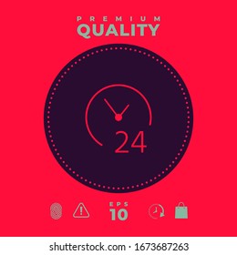 Open around the clock icon. Opening hours symbol icon. Graphic elements for your design