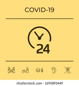 Abra el icono del reloj. Icono de símbolo de horas de apertura. Elementos gráficos para el diseño