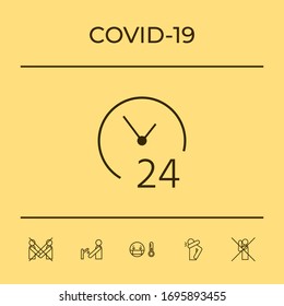 Abra el icono del reloj. Icono de símbolo de horas de apertura. Elementos gráficos para el diseño