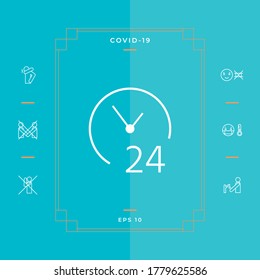 Open around the clock icon. Opening hours symbol icon. Graphic elements for your design