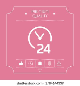 Open around the clock icon. Opening hours symbol icon. Graphic elements for your design