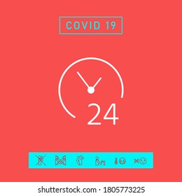 Abre alrededor del icono del reloj. Icono de abrir horas. Elementos gráficos para su diseño