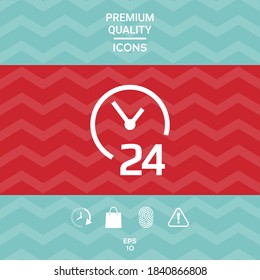 Open around the clock icon. Opening hours symbol icon. Graphic elements for your design